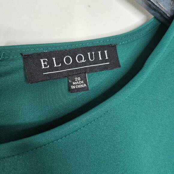 Eloquii Forest Green Flutter Sleeve Peplum Top - Picture 9 of 9